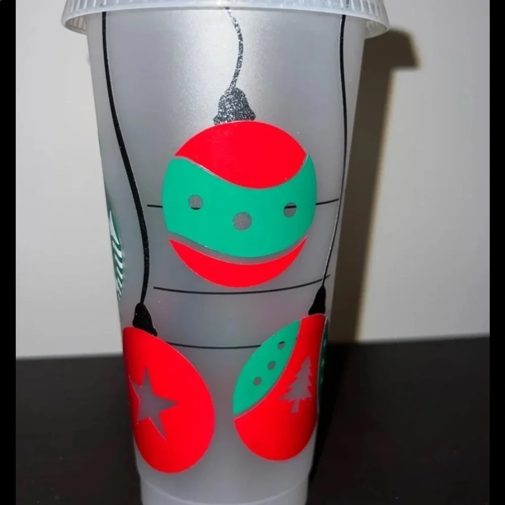 Custom Starbucks 24oz cold cup Christmas balls